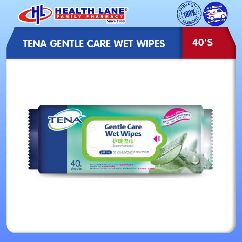 TENA GENTLE CLEAN ADULT WIPES (40'S)